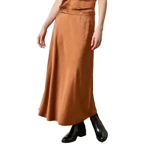 Lilla P Womens Satin Bias Maxi Skirt - Picture 1 of 3